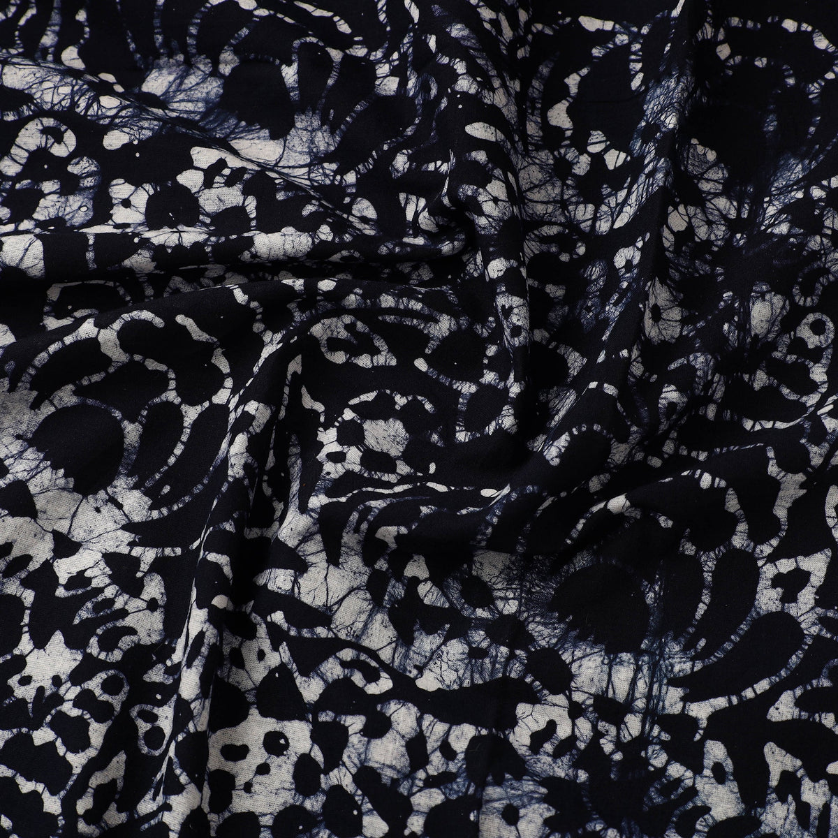 Blue Cotton Hand Batik Print Fabric