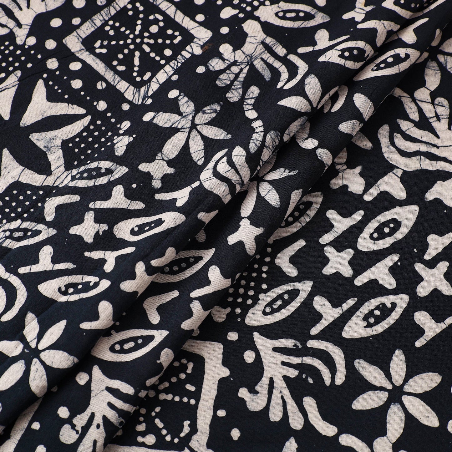 Blue Cotton Hand Batik Print Fabric
