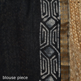 Blue - cotton hand batik saree with blouse 20 - handcrafted