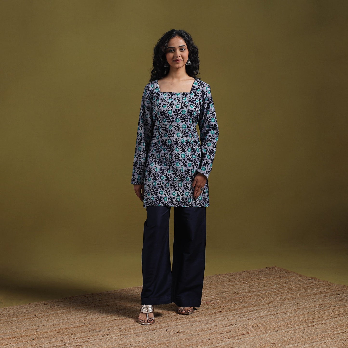 Cotton hand batik short kurta for women 05 - handcrafted