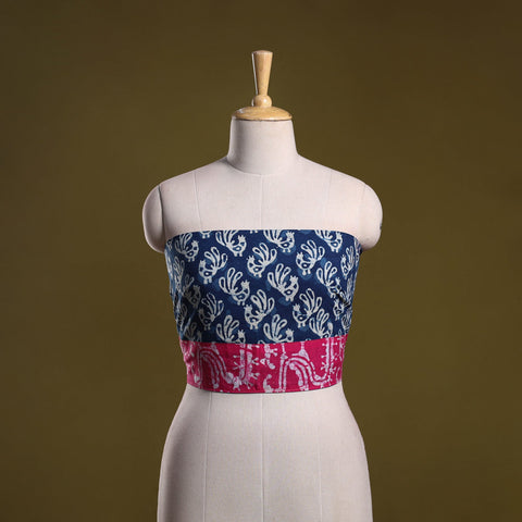 Cotton hand block batik print blouse piece 58 - handcrafted