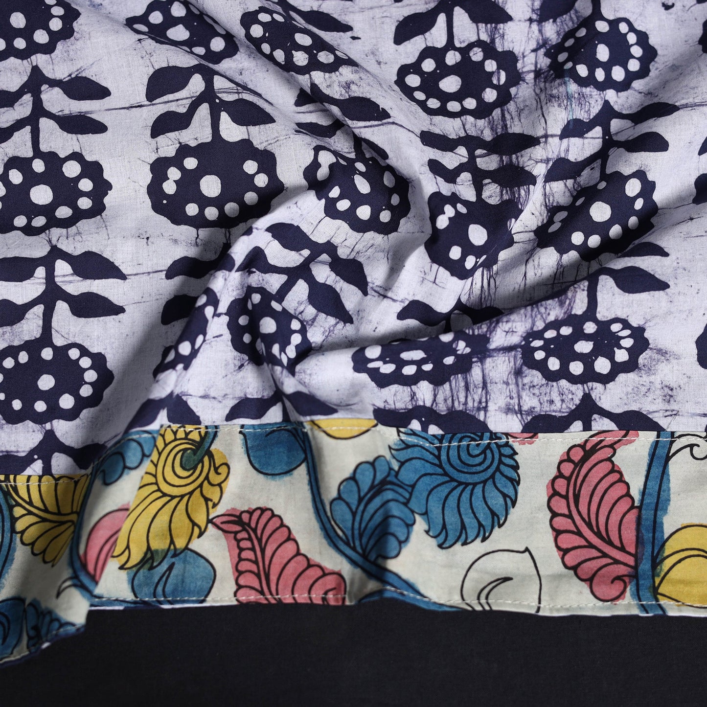 Cotton hand block batik print blouse piece 60 - handcrafted
