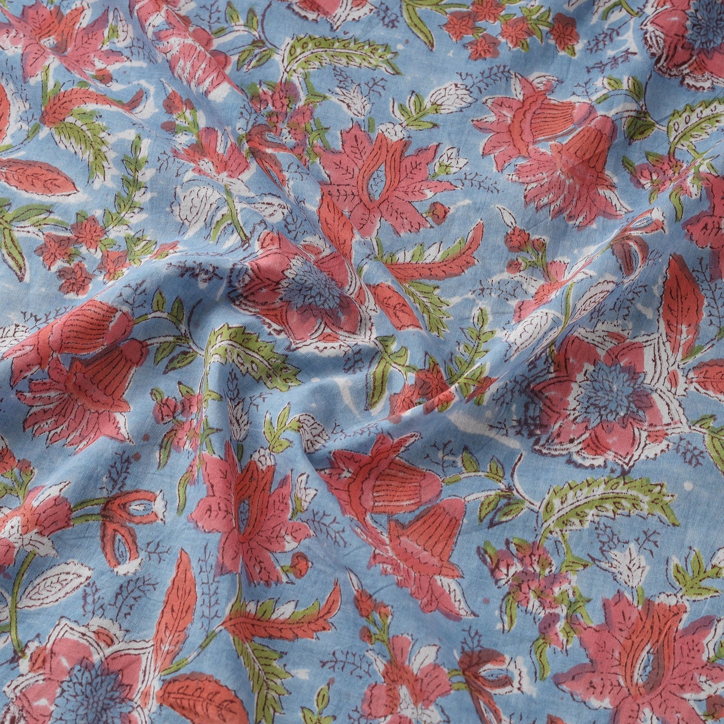 Cotton hand block sanganeri print fabric 02 - handcrafted