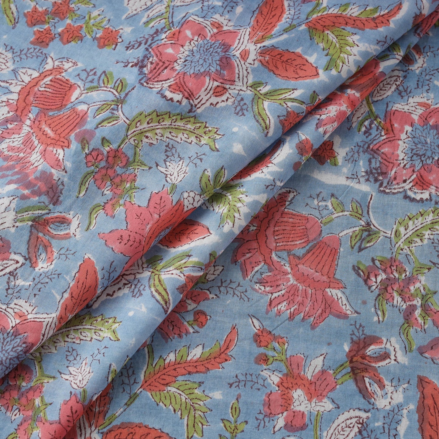 Cotton hand block sanganeri print fabric 02 - handcrafted