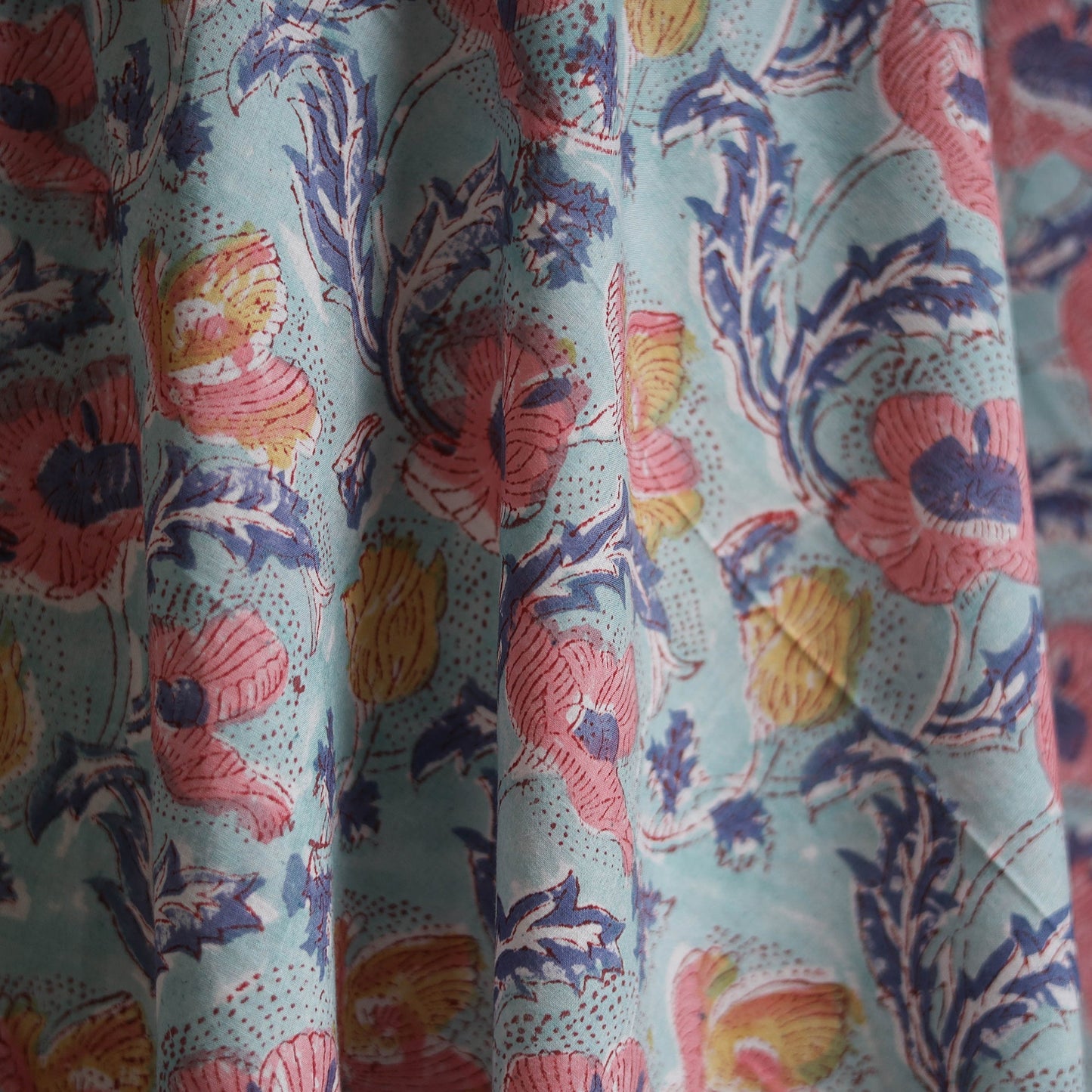 Cotton hand block sanganeri print fabric 23 - handcrafted