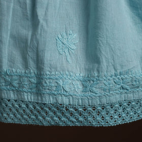 Buy Blue Cotton Hand Embroidery Chikankari Short