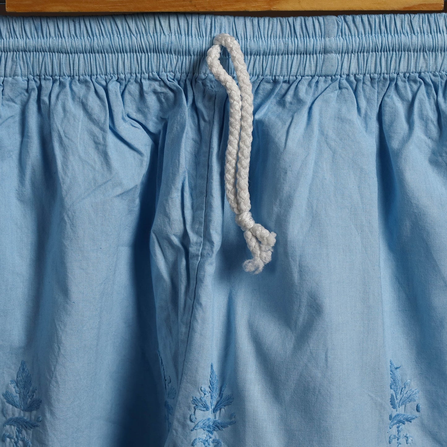 Buy Blue Cotton Hand Embroidery Chikankari Short