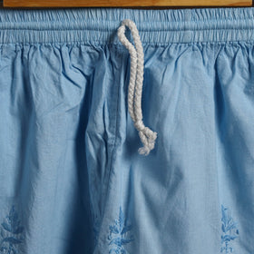 Buy Blue Cotton Hand Embroidery Chikankari Short