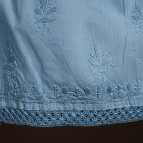 Buy Blue Cotton Hand Embroidery Chikankari Short