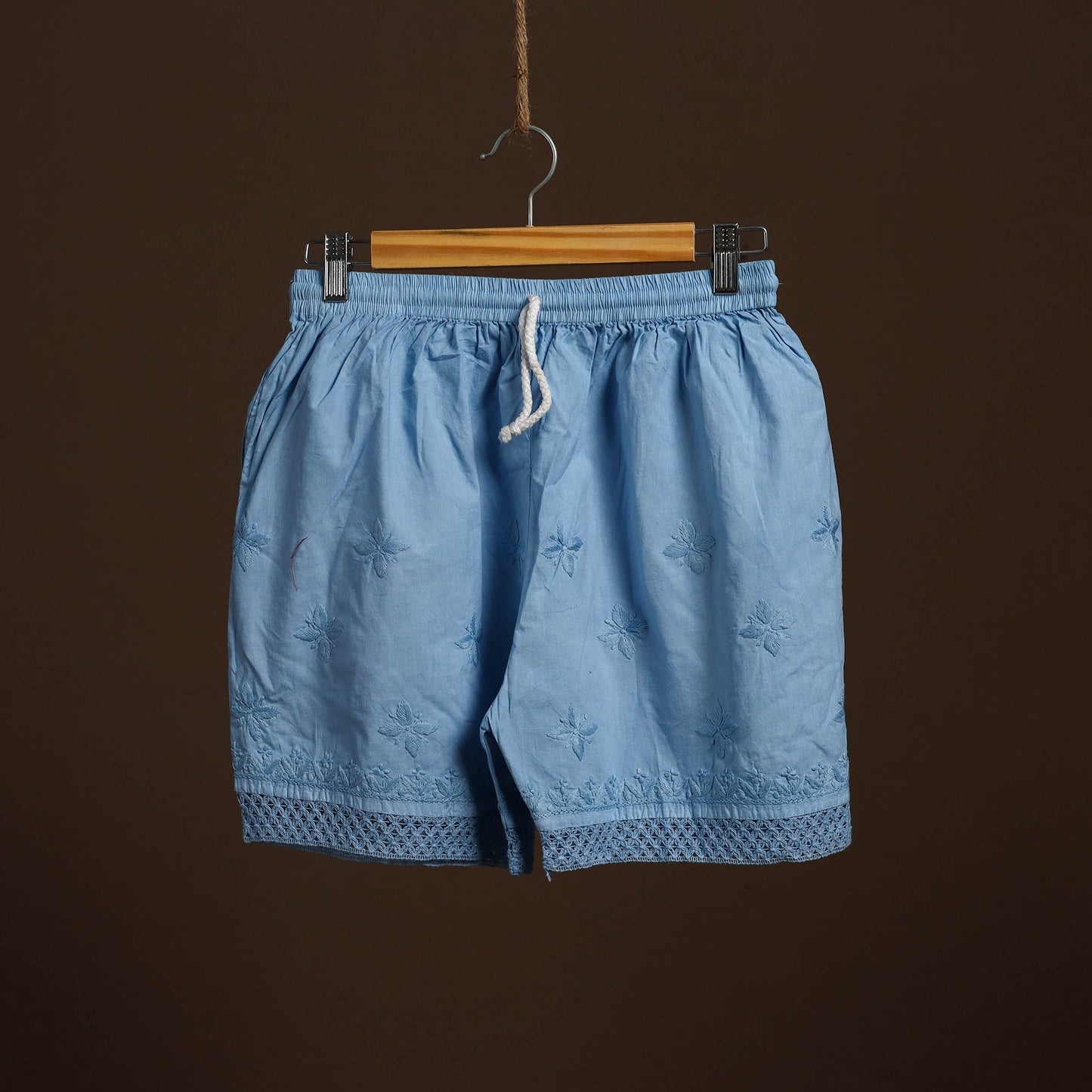 Blue - cotton hand embroidery chikankari short 18