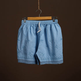 Blue - cotton hand embroidery chikankari short 18