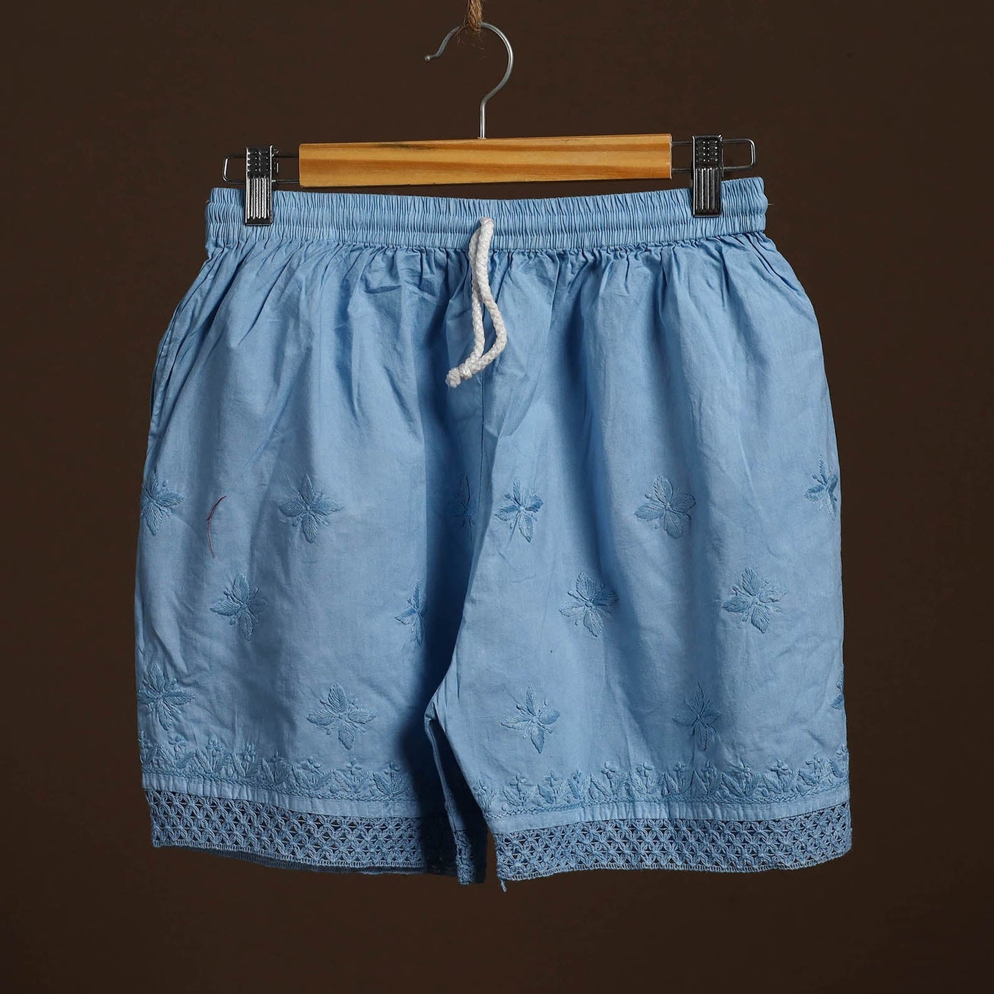 Blue - cotton hand embroidery chikankari short 18