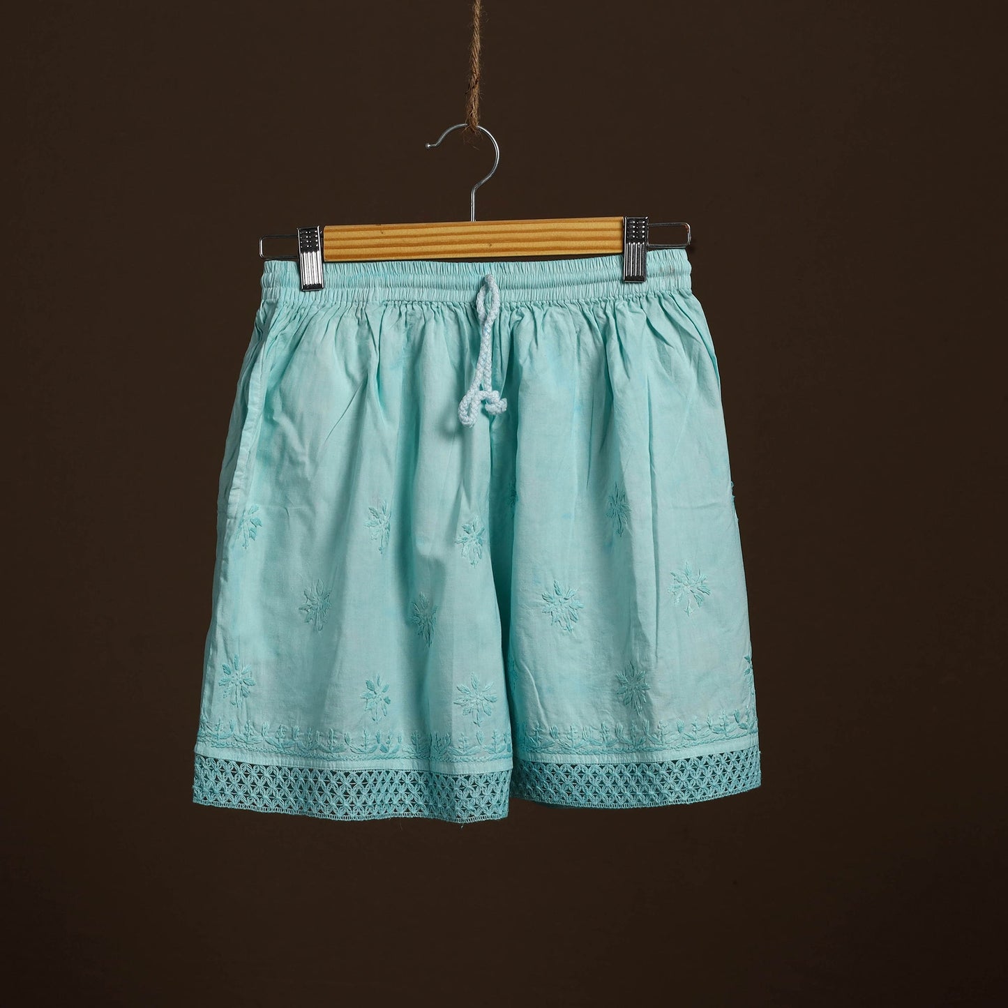 Blue - cotton hand embroidery chikankari short 20