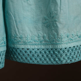 Blue - cotton hand embroidery chikankari short 20