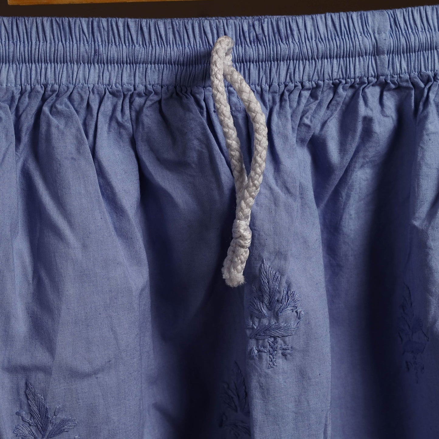 Buy Blue Cotton Hand Embroidery Chikankari Short