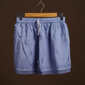 Buy Blue Cotton Hand Embroidery Chikankari Short