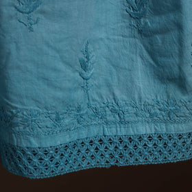  Blue Cotton Hand Embroidery Chikankari Short