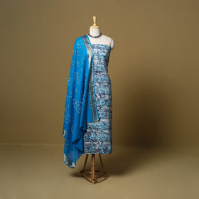 Pink - cotton hand kutch batik 3pc unstitched dress