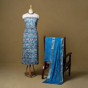 Pink - cotton hand kutch batik 3pc unstitched dress