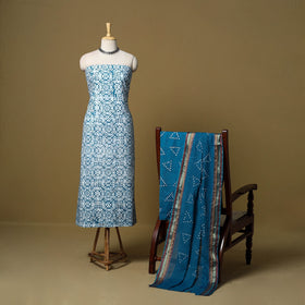 Pink - cotton hand kutch batik 3pc unstitched dress