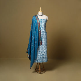 Pink - cotton hand kutch batik 3pc unstitched dress