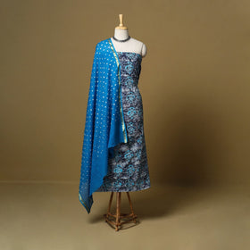 Pink - cotton hand kutch batik 3pc unstitched dress