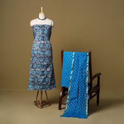 Pink - cotton hand kutch batik 3pc unstitched dress