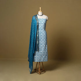 Pink - cotton hand kutch batik 3pc unstitched dress