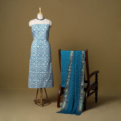 Pink - cotton hand kutch batik 3pc unstitched dress