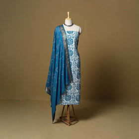 Pink - cotton hand kutch batik 3pc unstitched dress