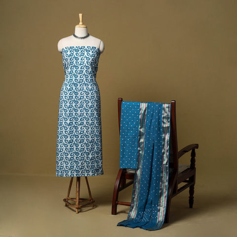 Pink - cotton hand kutch batik 3pc unstitched dress