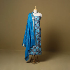 Pink - cotton hand kutch batik 3pc unstitched dress