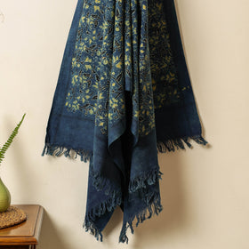 Blue Block Print Cotton Ajrakh Handloom Towel
