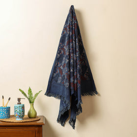 Blue Block Print Cotton Ajrakh Handloom Towel