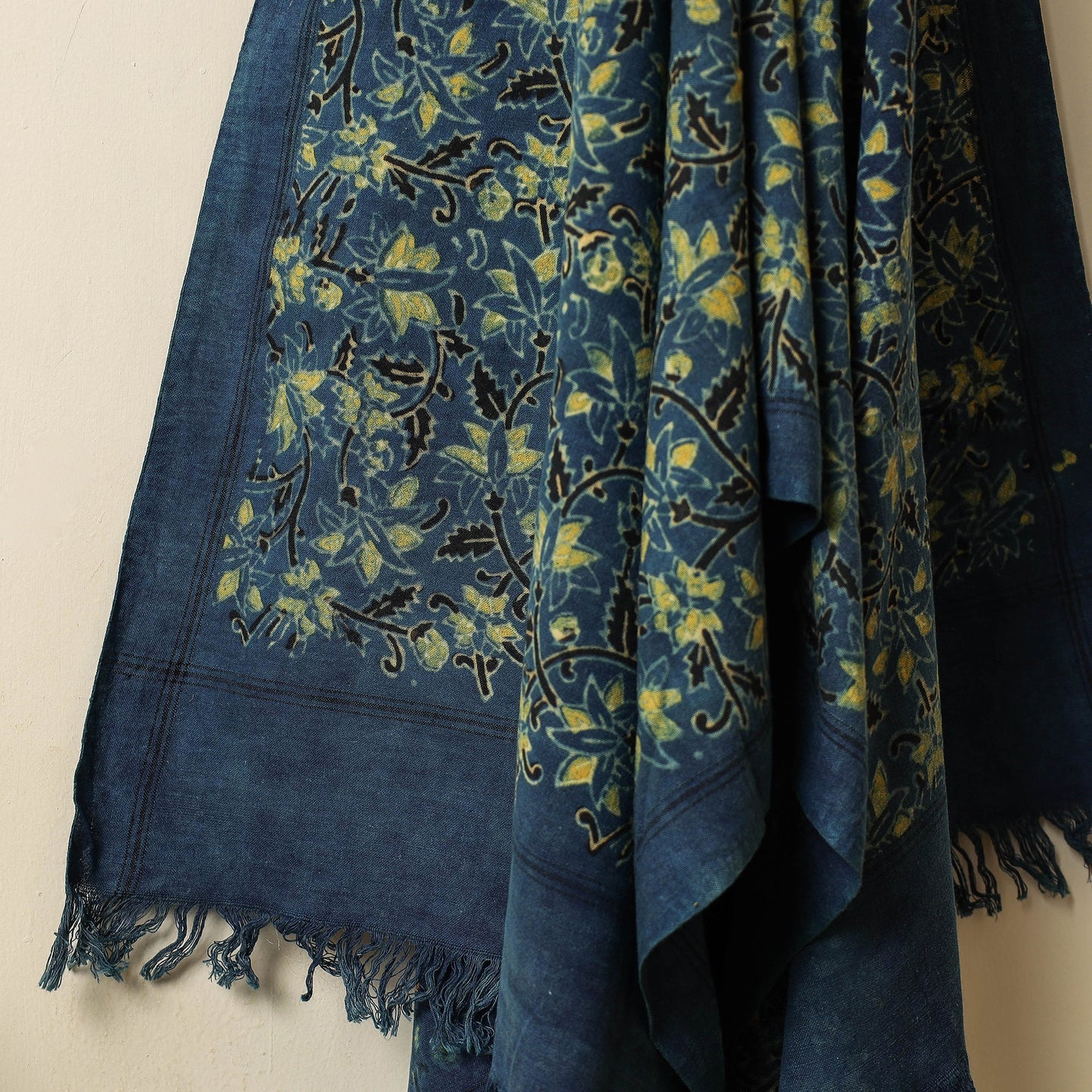 Blue Block Print Cotton Ajrakh Handloom Towel