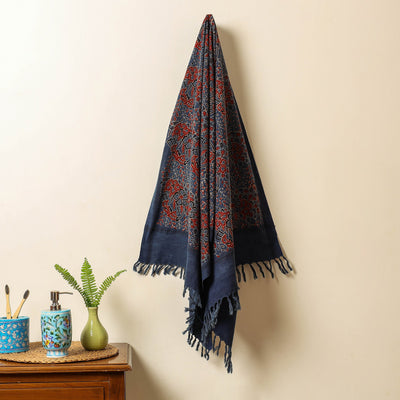 Blue - Block Print Cotton Ajrakh Handloom Towel