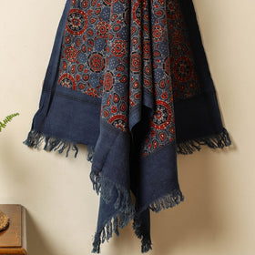 Blue Block Print Cotton Ajrakh Handloom Towel
