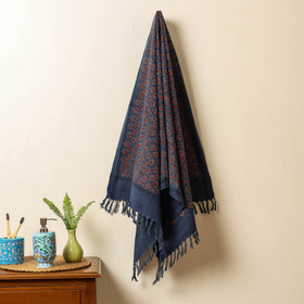 Blue Block Print Cotton Ajrakh Handloom Towel