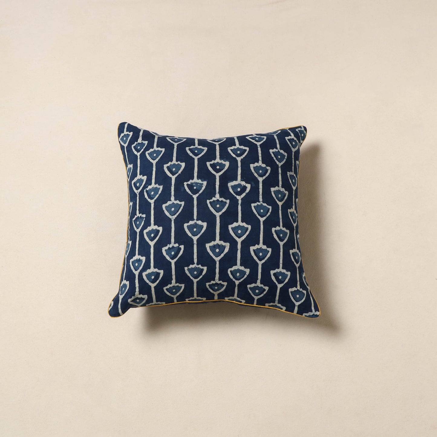 Blue - cotton indigo bagru cushion cover 07 - handcrafted