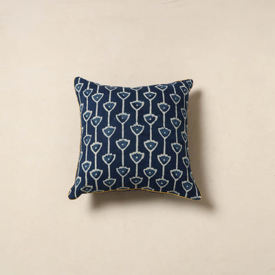 Blue - cotton indigo bagru cushion cover 07 - handcrafted