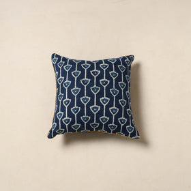 Blue - cotton indigo bagru cushion cover 07 - handcrafted