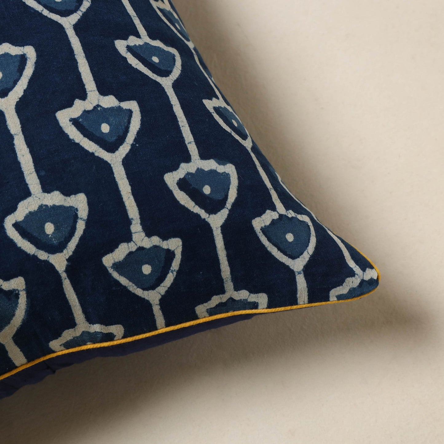Blue - cotton indigo bagru cushion cover 07 - handcrafted