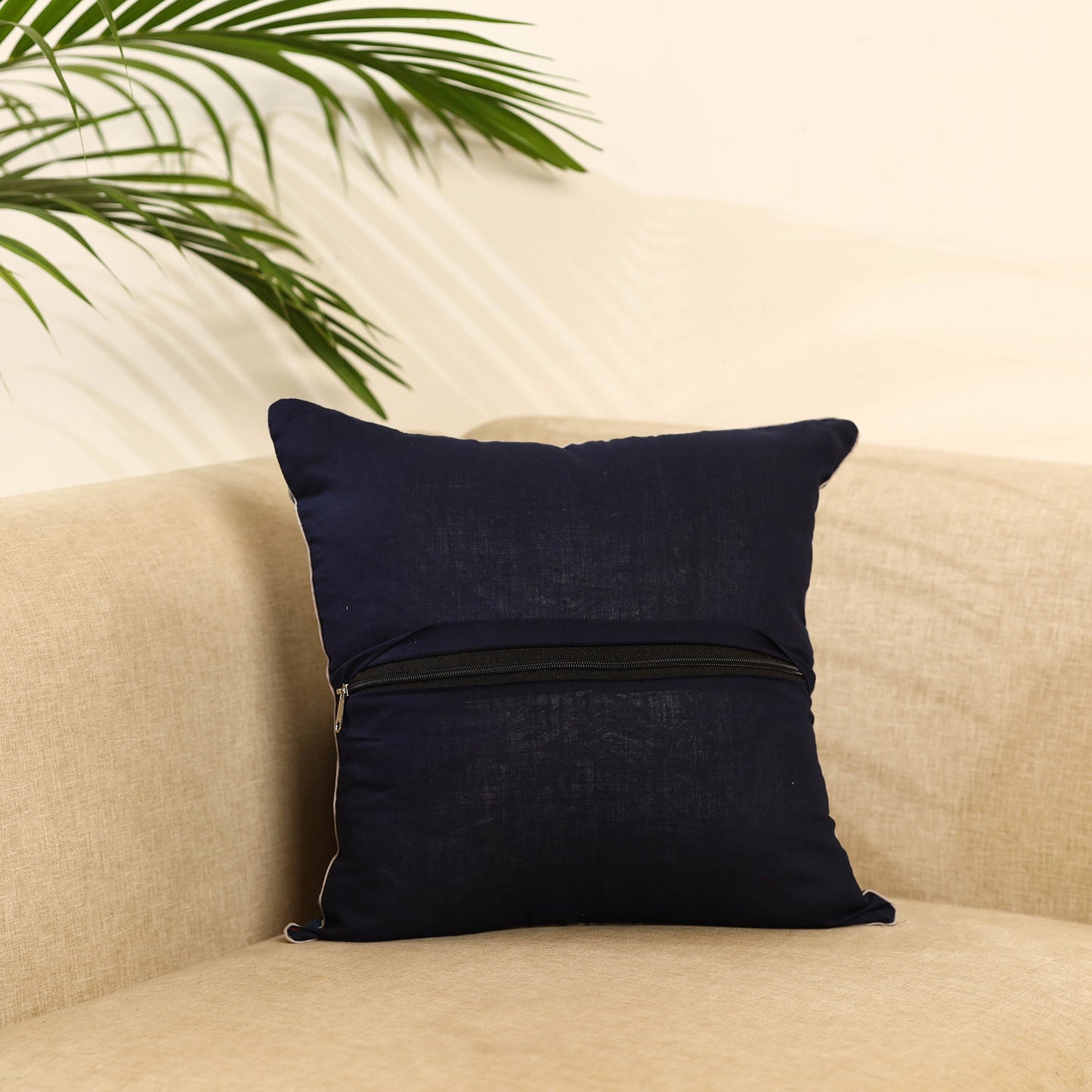 Buy Blue Block Print Cotton Indigo Bagru Cushion Cover