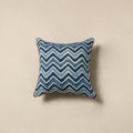 Blue - cotton indigo bagru cushion cover 08 - handcrafted