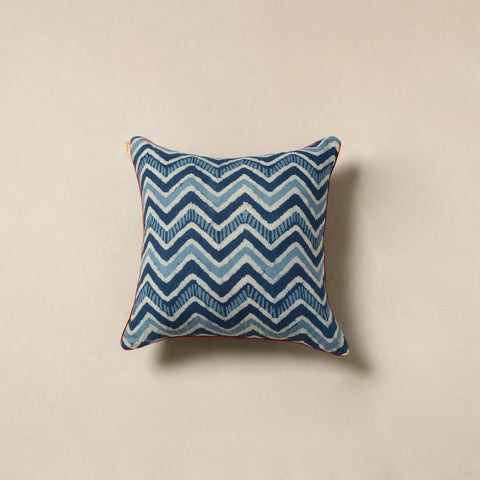 Blue - cotton indigo bagru cushion cover 08 - handcrafted