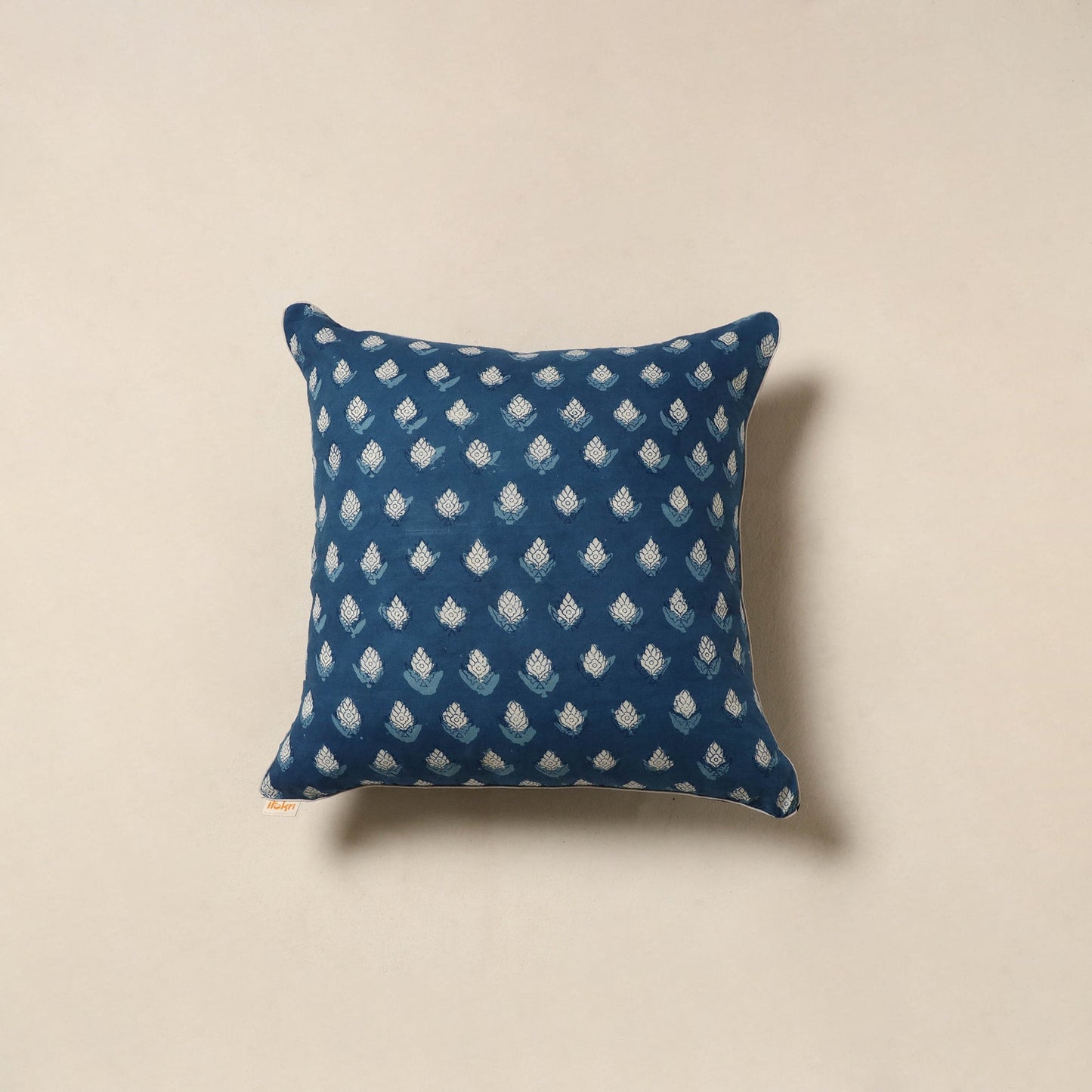 Blue - cotton indigo bagru cushion cover 09 - handcrafted