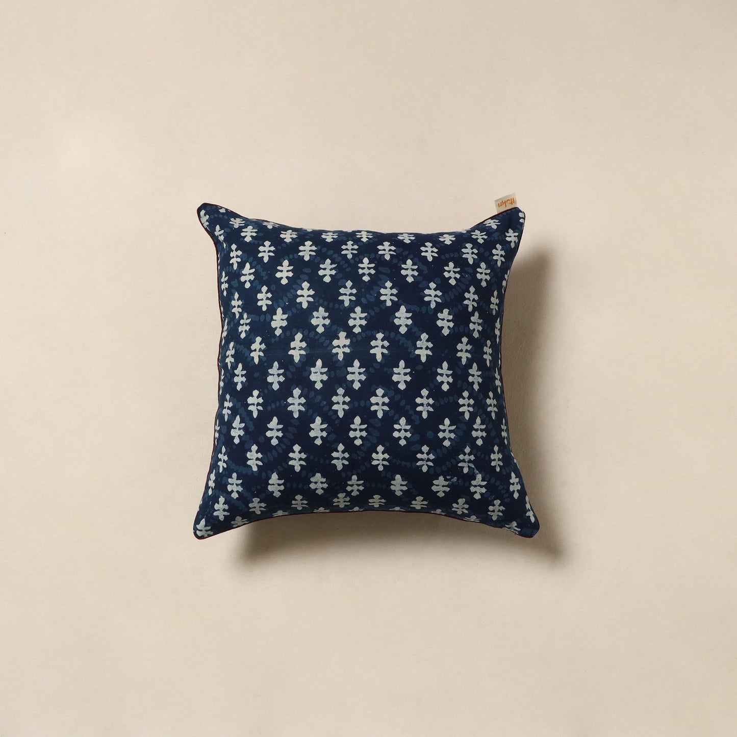 Blue - cotton indigo bagru cushion cover 10 - handcrafted
