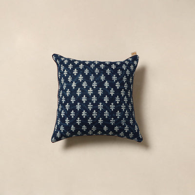 Blue - cotton indigo bagru cushion cover 10 - handcrafted