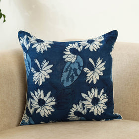 Blue Block Print Cotton Indigo Bagru Cushion Cover