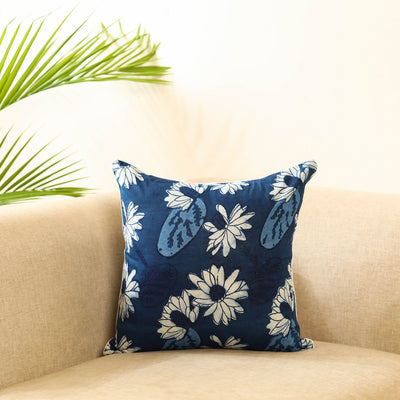 Blue Block Print Cotton Indigo bagru Cushion Cover
